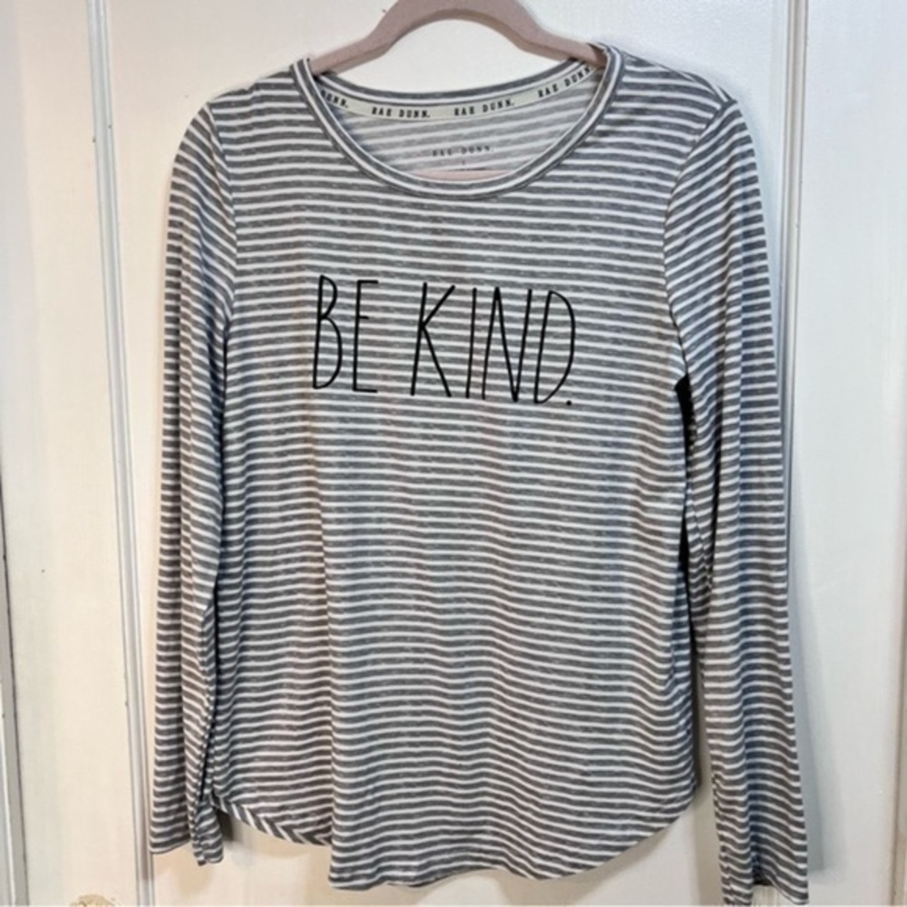Rae Dunn Be Kind striped long sleeve T shirt